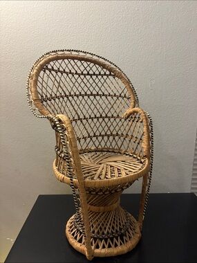 Vintage Rattan Peacock Chair 15”